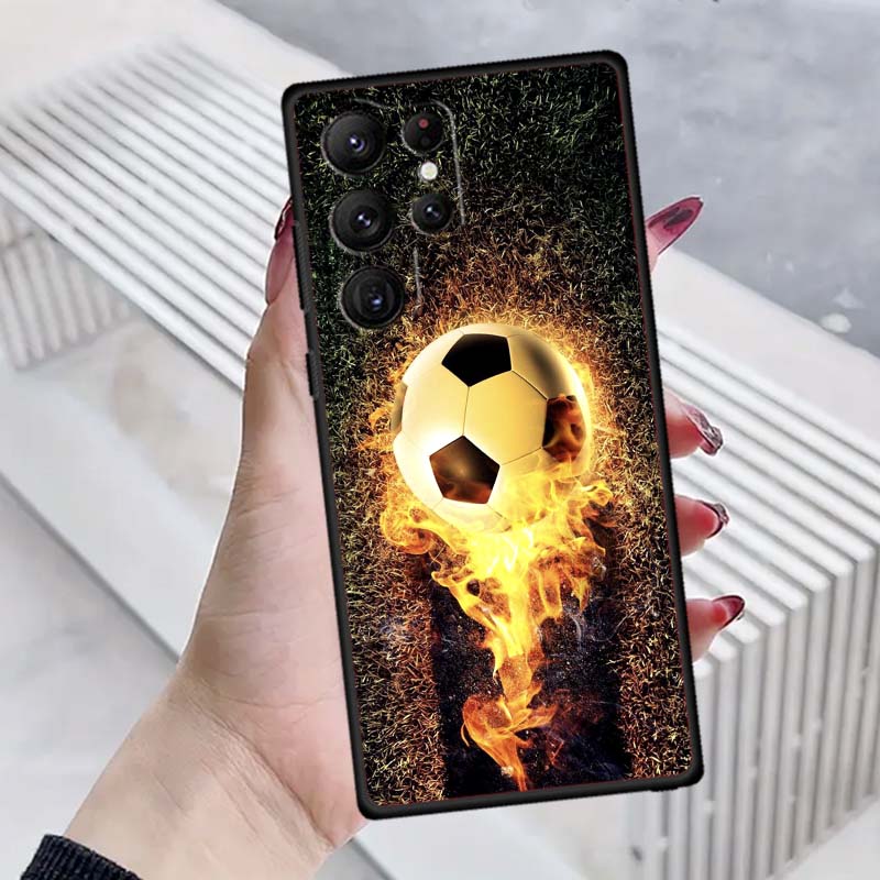 

Fashionable football cool For Samsung Galaxy S26 S25 S24 S23 S22 S21 S20 Ultra Plus FE 5G Black Soft TPU Phone Case Galaxy S24 FE