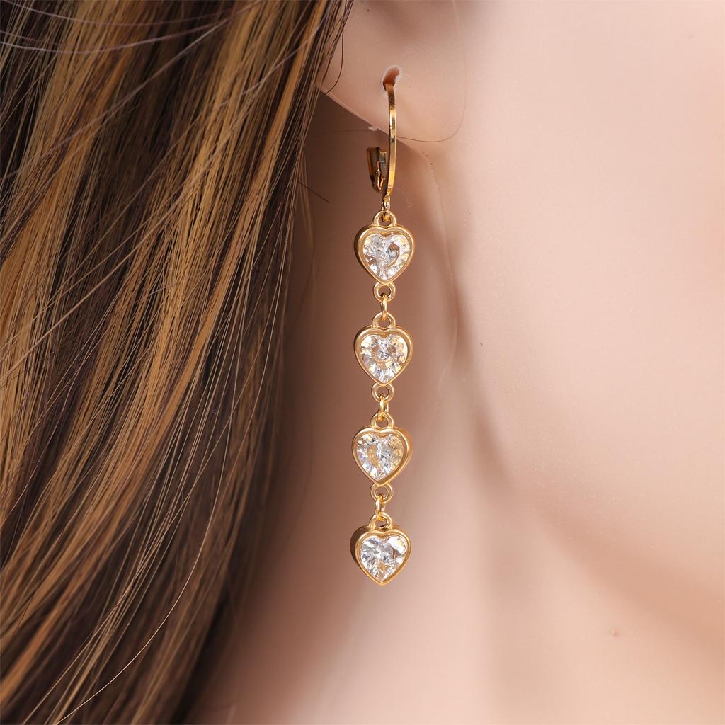 Fashion Retro Love Zircon Series Necklace Earring Bracelet Set