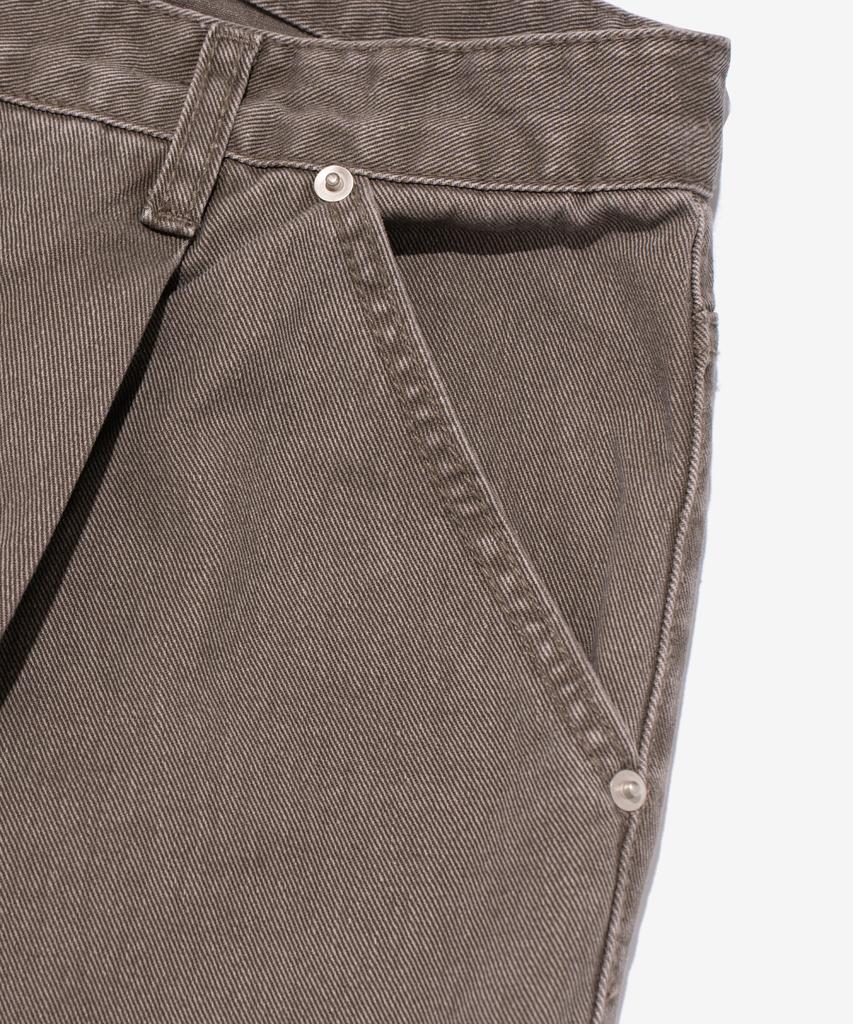 CARGOBROS Cotton Wide Curved Half Denim Pants (Brown)