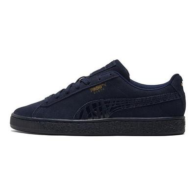 Suede Mono Deboss Unisex Dark Blue Low Top Casual Sneakers 384688-02