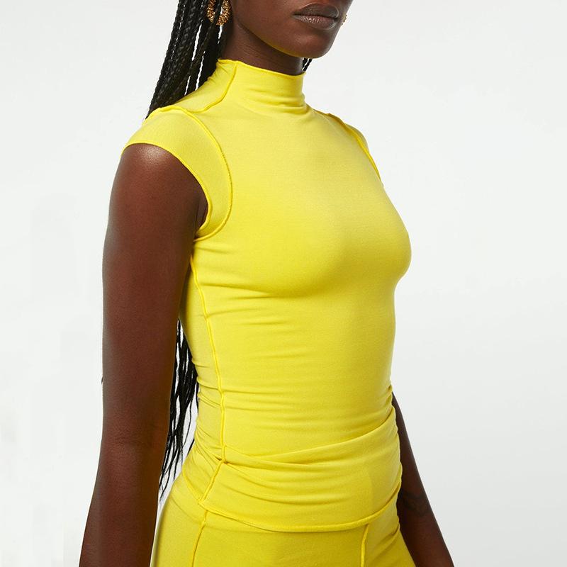 YYFS Women's Fashion Casual Summer Spring Solid Color Print Short Sleeve Half Turtleneck Blouses & Shirts