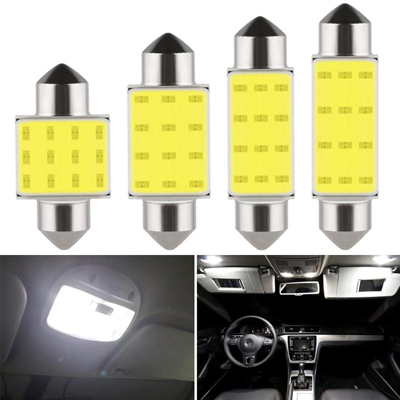 1 PCS Car C10W Festoon 31mm 36mm 39mm 41mm C5W LED Bulb COB 12V 7000K White Auto Interior Dome Reading Trunk Linse Plate Lamps