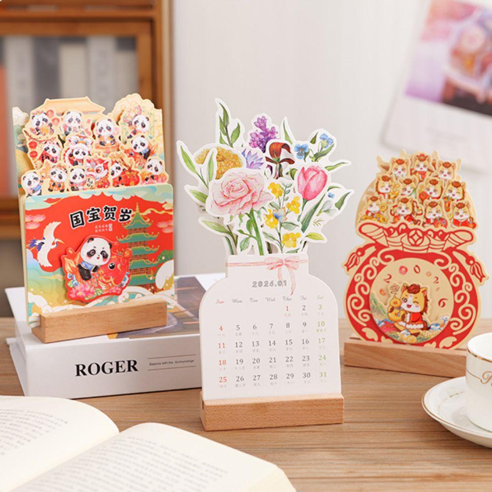 DIY Desk Calendar Wooden Base Monthly Planner New 2026 Desktop Calendar  New Year