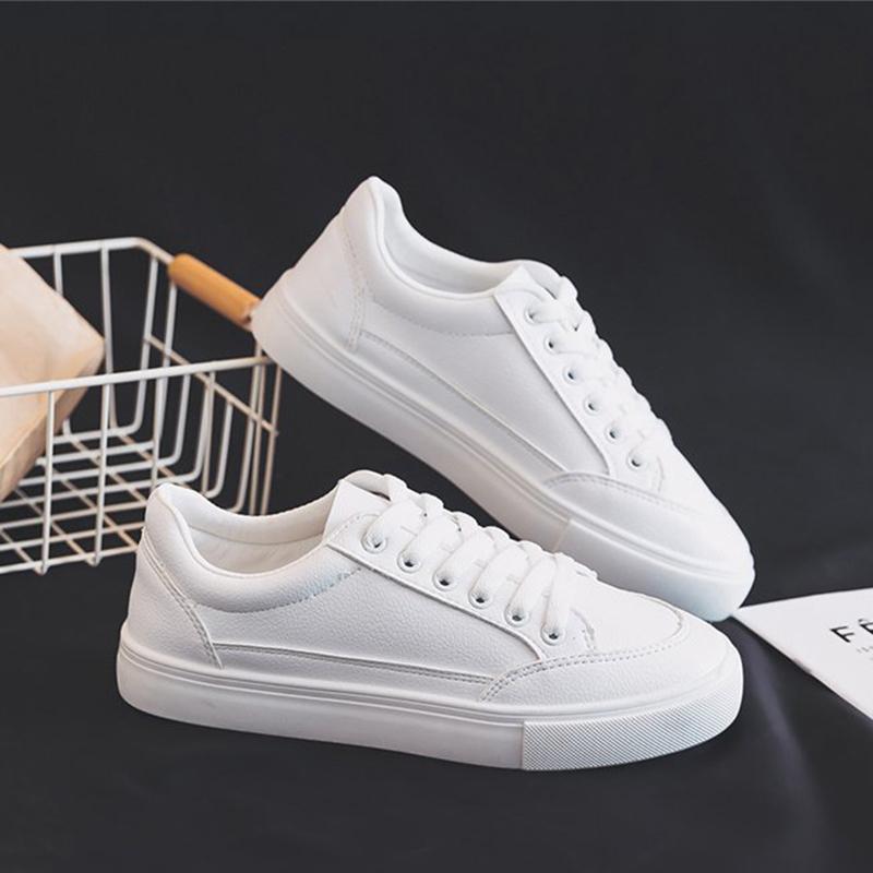 Fashion Comemore White Women's Sneakers 2025 Spring Autumn Lace-Up Casual Platform Leather Sports Shoes Students Flat Bottom Board Shoe