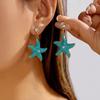 Exaggerated Starfish Stud Earrings Pearl Shell Drop Earrings Rhinestone Dangle Earrings  Women
