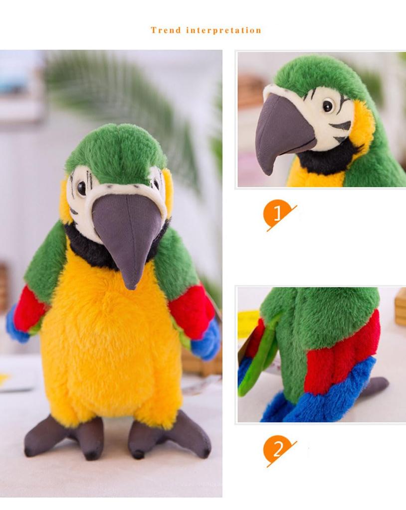 [Qingyun LEE] Realistic Plush Parrot Bird Stuffed Toy, Gift, Body Pillow, Parrot, Plush, Fluffy, Cute, Green