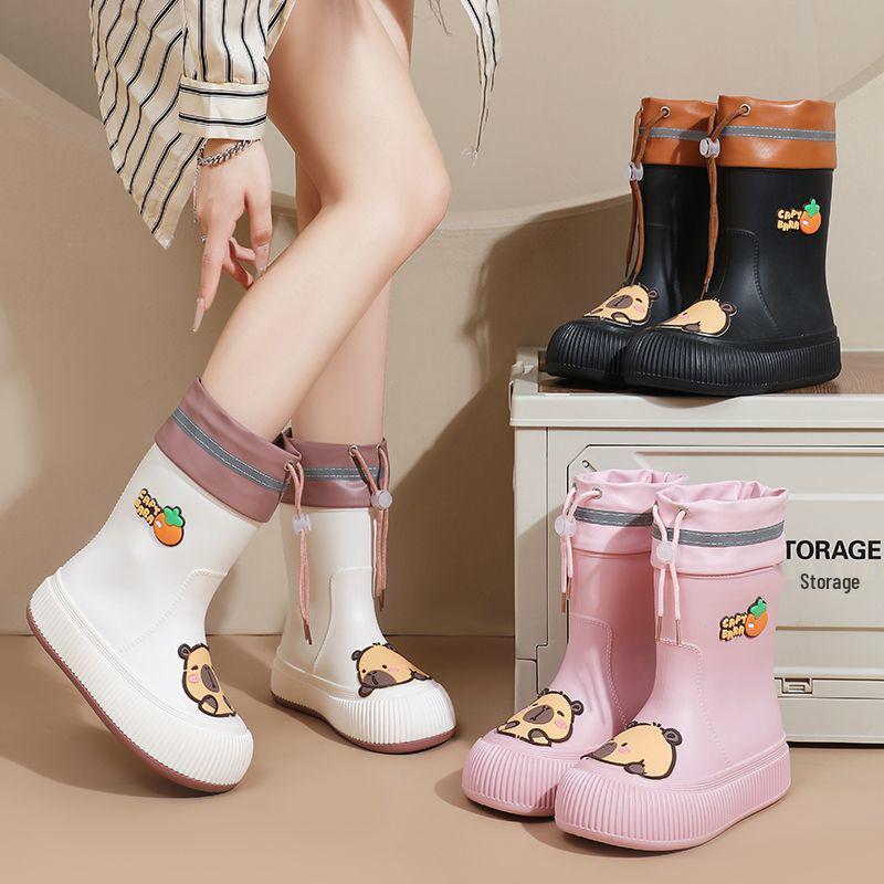 Kinder-Capybara-Gummistiefel: Süß, Wasserdicht, Rutschfest, Niedriger/Mittlerer Schaft, Warm