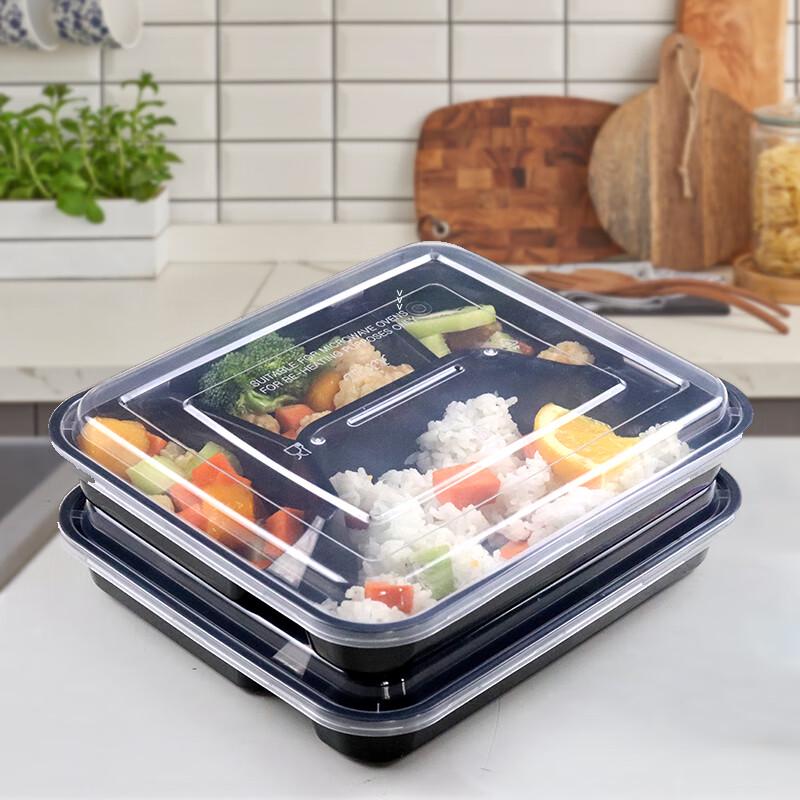 

Disposable Black 4-Compartment Meal Prep & Takeout Containers