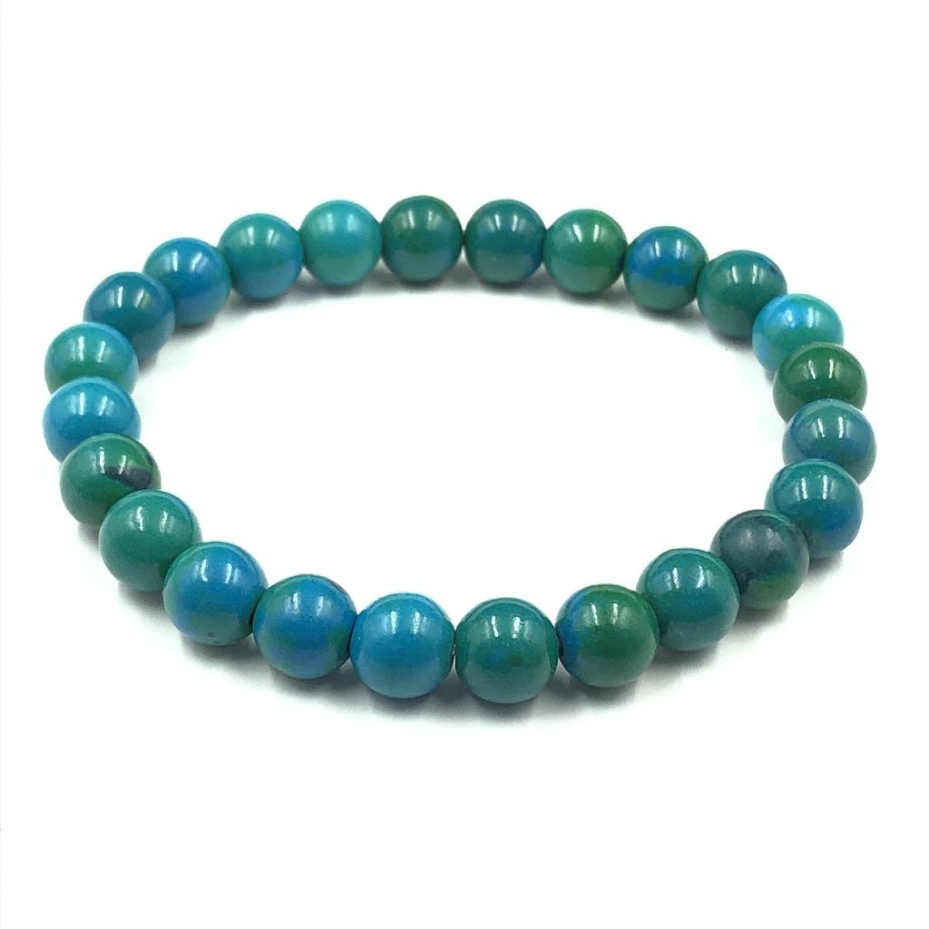 8mm Natürlicher Chrysokoll Edelstein Runde Perlen Partywear Stretch-Armband 7,5" Geschenk für die Liebe RBB-47
