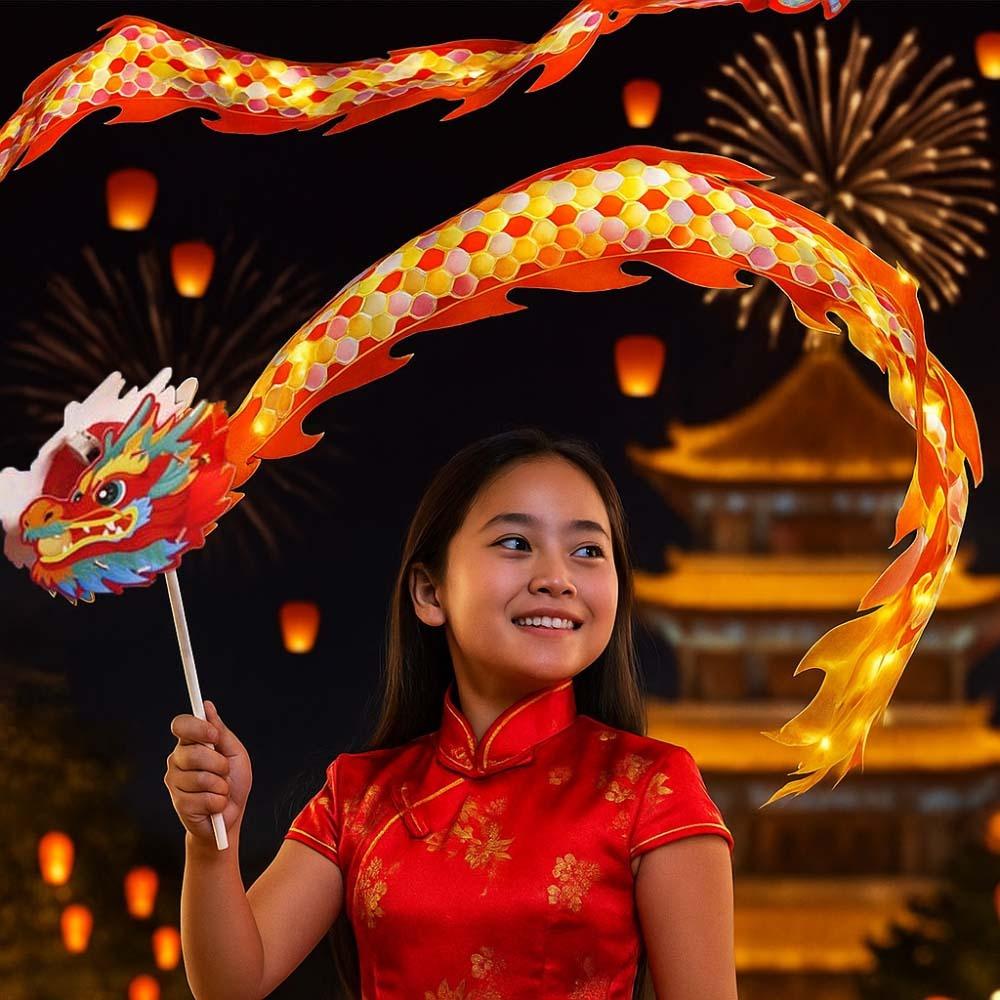 Handheld Children's Loong Lantern Handmade Dragon Lantern Dance Cute Mid-Autumn Festival Lamp  Gift