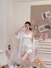 Ice silk pajamas female summer girl pure desire suspender shorts loungewear set pajamas female pink sexy pure desire