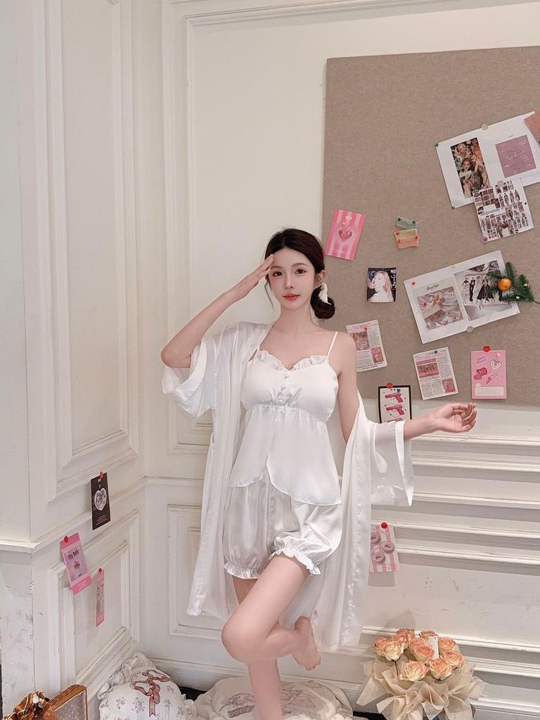 Ice silk pajamas female summer girl pure desire suspender shorts loungewear set pajamas female pink sexy pure desire