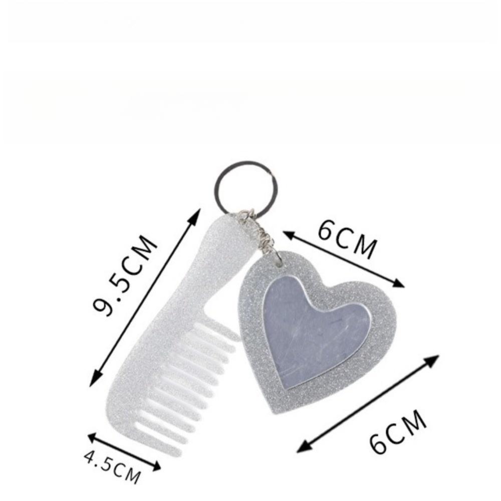 Simple Comb Mirror Keychain Mini Heart Car Keyring Creative Keychain Pendant Gift