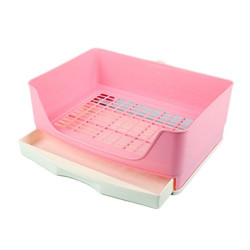 

Large Space Rabbit Litter Box with Drawer Rectangular Rabbit Corner Toilet Box Pet Shop рожевий