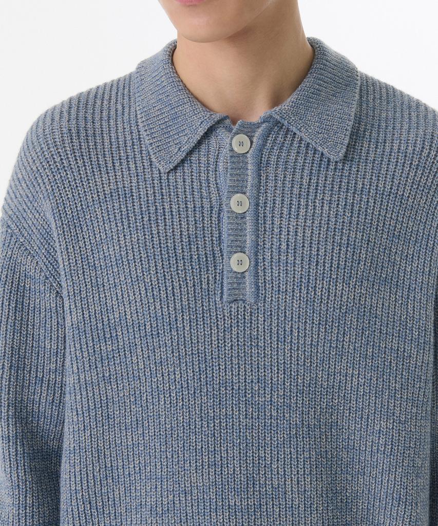 MUSINSA STANDARD Mixed Yarn Collared Knit [Melange Blue]