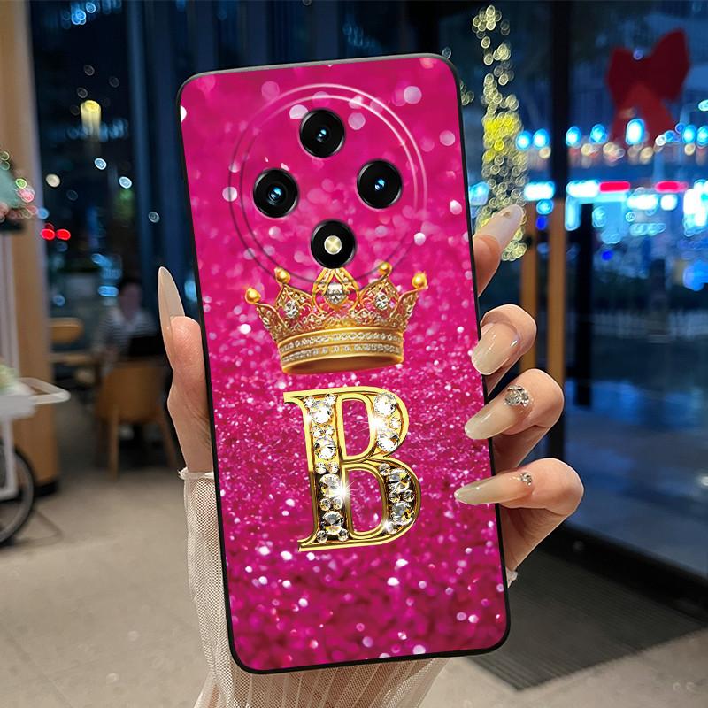 

Shockproof Phone Case For Umidigi G100/G100A Soft Silicone Black Casing Crown Lucky Letter Pink Shiny A To Z Candy Couple Shell Umidigi G100