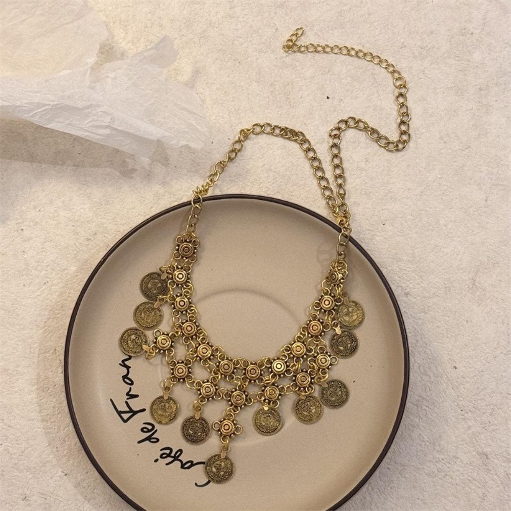 Bohemian Style Coin Necklace Versatile Ethnic Charms Necklace Statement Necklace For Women