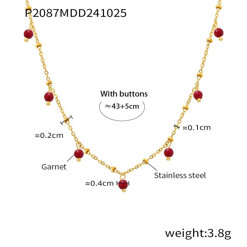 Qiong Yao Handmade Natural Stone Beads Double Layer 18K Gold Plated Choker Necklace for Women