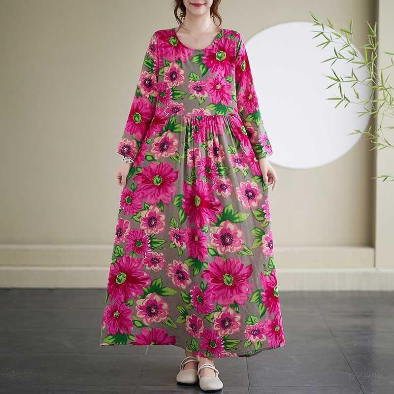 Vintage Long Skirt Flesh Covering Dress