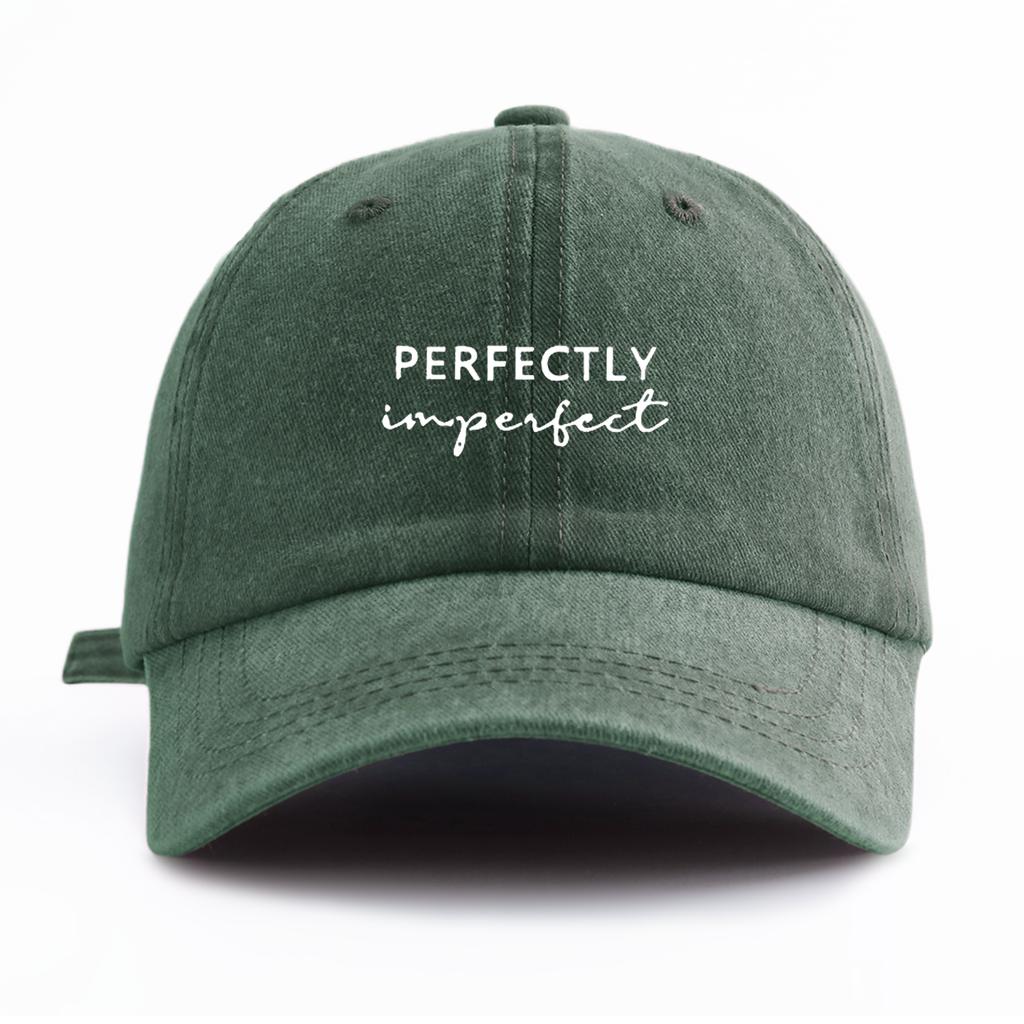 1pc PerIMPFCT Print Washed Baseball Cap for Adults,  Minimalist Retro Style Casual Soft Adjustable Dad Hat, Perfect As Gift