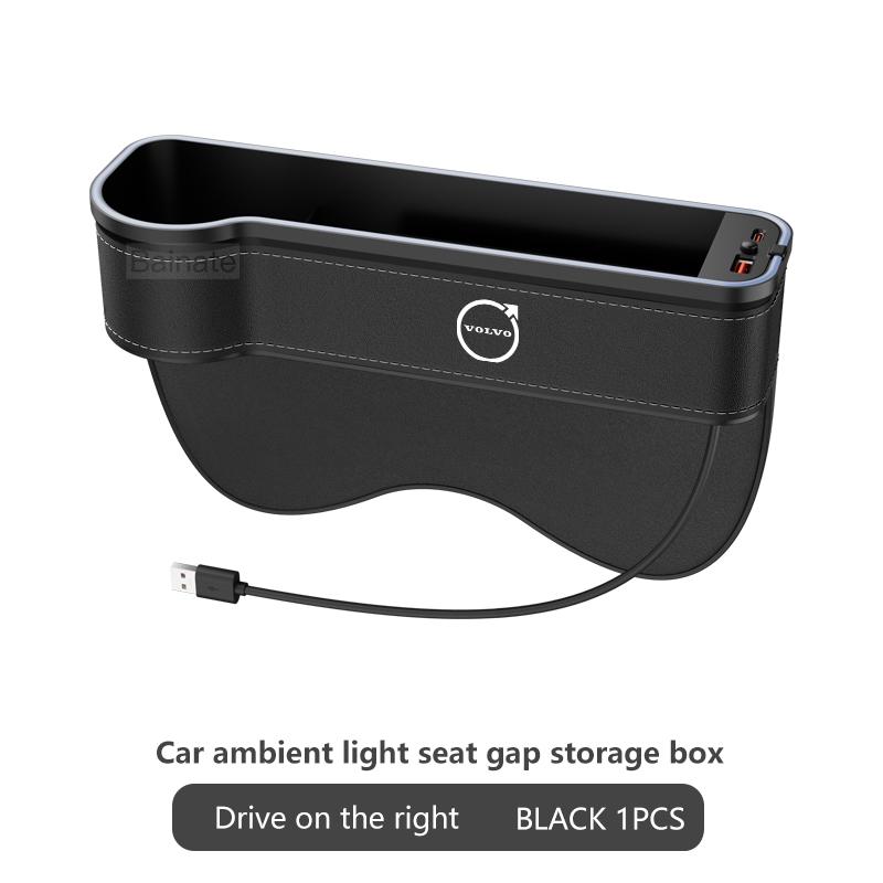 NEUE Auto-Spalt-Aufbewahrungsbox USB Bunte LED für Volvo V60 V40 XC90 S60 XC60 S90 V90 CX70 XC40 C40 C70 EX90 Sitzspalt-Tasche