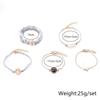 Bracelet pour Femme 5 pcs chaîne géométrique Manchette Ouverte Carte du Monde Tortue perlée et Bracelet Turquoise Ensemble Boh[47]