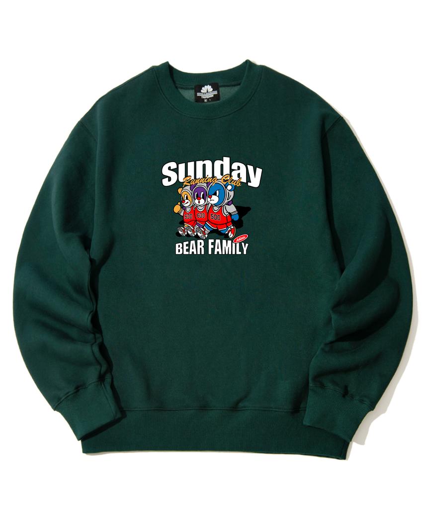 TRIPSHION Sunday Running Bears Graphic Crewneck - Green