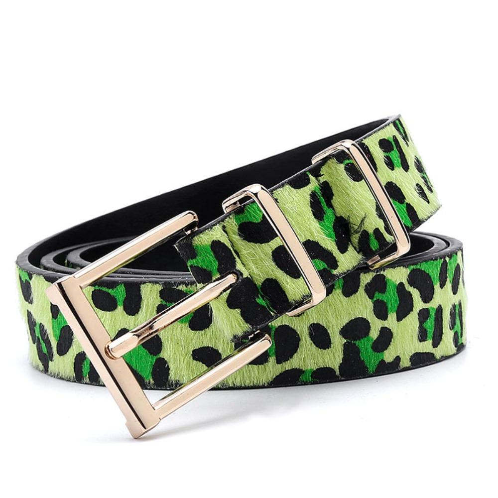Metal Buckle Leopard Print Belt Y2K Punk Waistband Fashion PU Leather Waist Belt Female/Girls