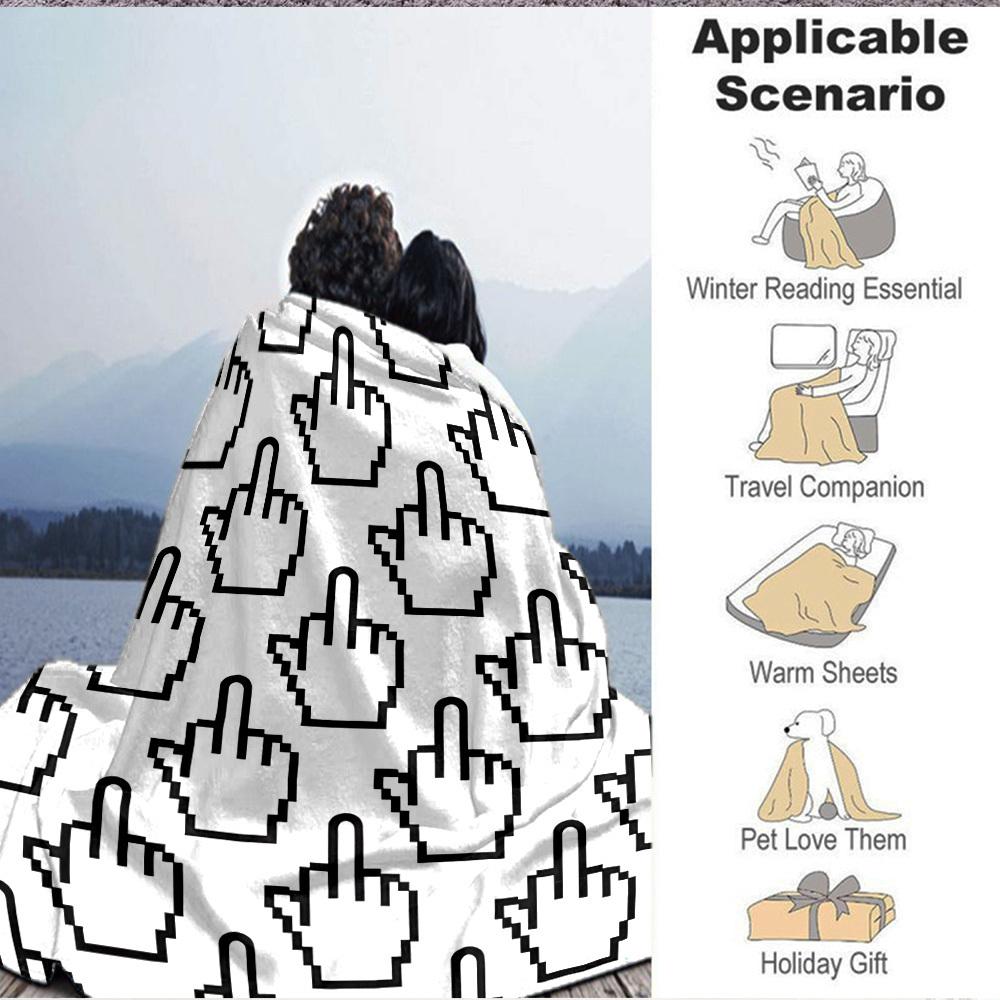 1pc Middle Finger, Pixel Art Blanket Warm, Cozy, And Soft, Suitable for Sofas, Beds, Cars, And Office Use.Perfect for Camping And Travel, Making It a
