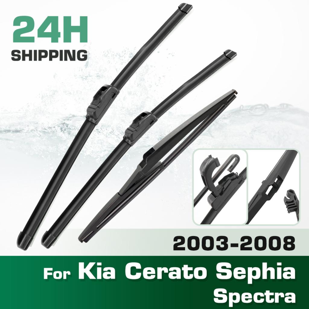 For Kia Cerato Sephia Spectra LD 2003-2008 2004 Wiper Front & Rear Wiper Blades Windshield Windscreen Window Brushes 24"+16"+14