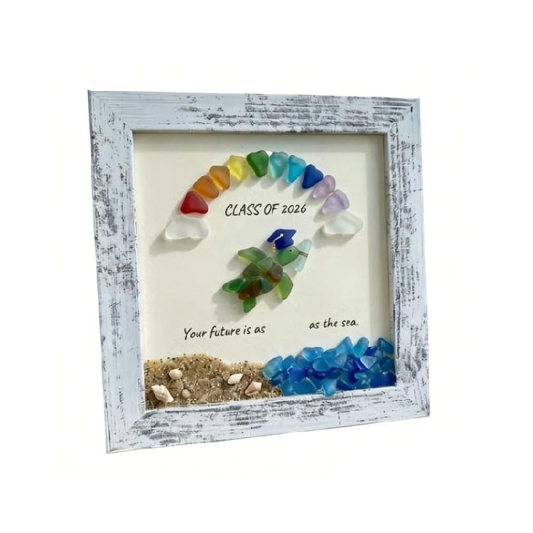 

Unique Handmade Wood And Sea Glass Photo Frame Perfect For Home Decors Or Gift Giving 1