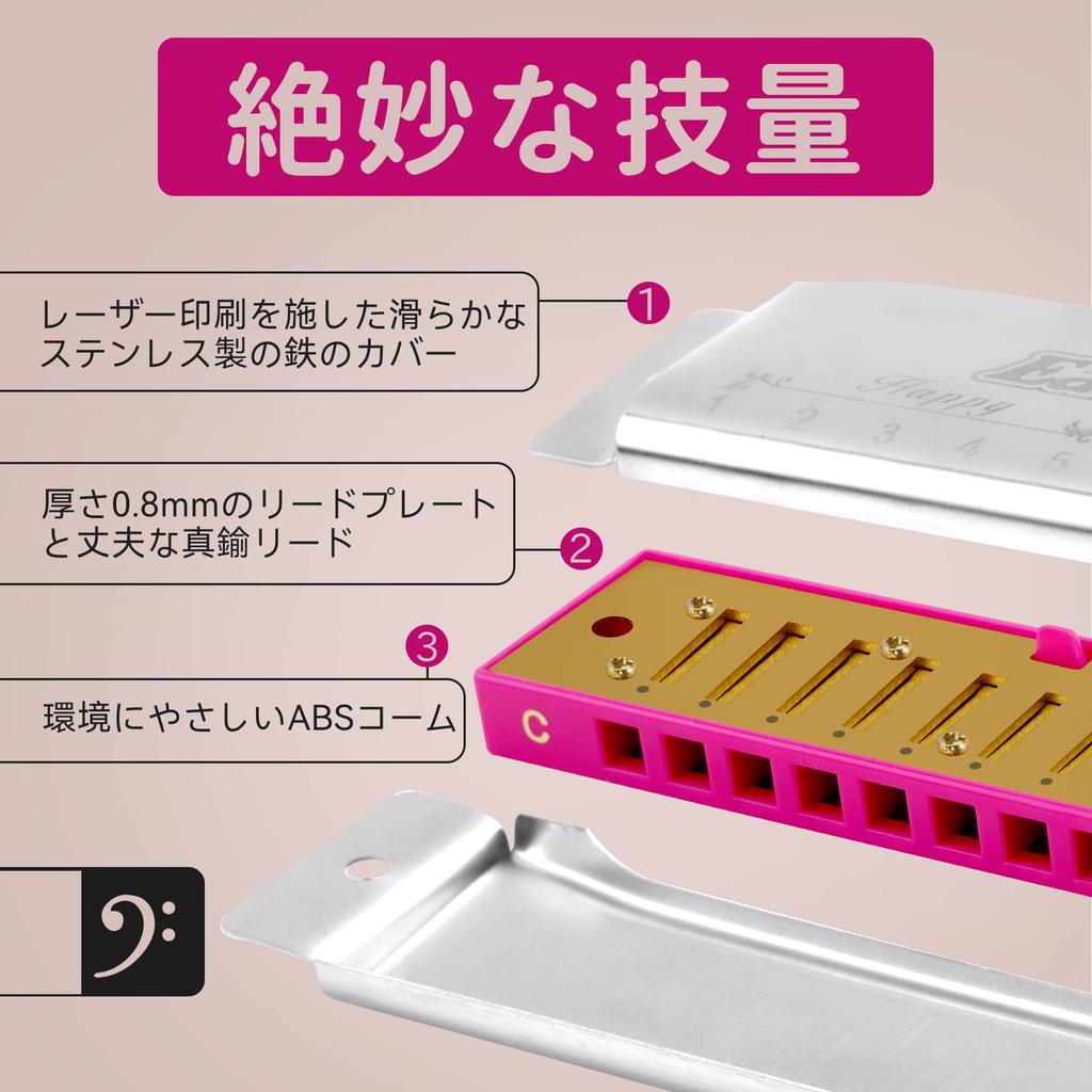 East Top Blues C 10 20 Cleaning Highly Suitable for and as a Gift for Learning and Practice Harmonica, Beginner's Key, Holes, Tones, Cloth, Airtight,