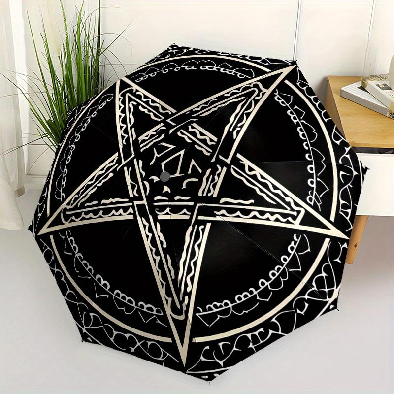Pentagram Wall - Decorative Star Decal for Home, Office, or Classroom Umbrella, Portable 3-Fold Umbrella for Men & Women,Christmas Gift ES195