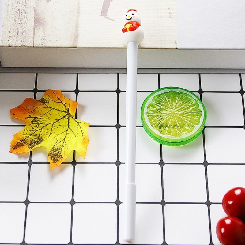 15Pcs Santa Claus Figurine Top Decorative Writing Christmas Pen, Back to School Season Must Have Student Stationery, Cute Holiday Character Design Bal