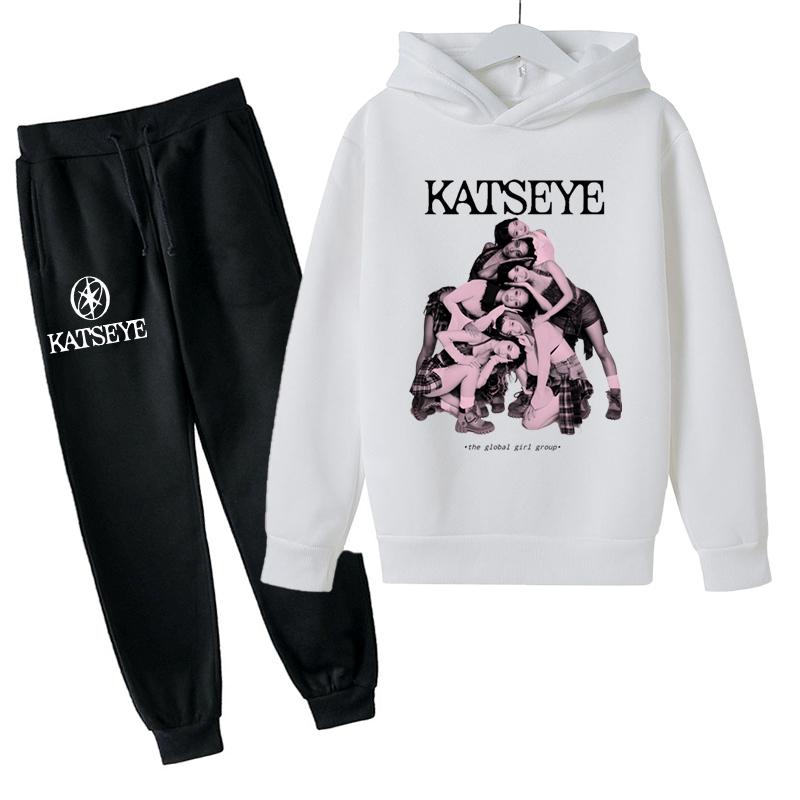Autumn Girl Group KATSEYE Print Children Hoodies Sets Pants Suit 2 Pcs Sets Kids Boy Girl Clothing Casual Fashion Tracksuits