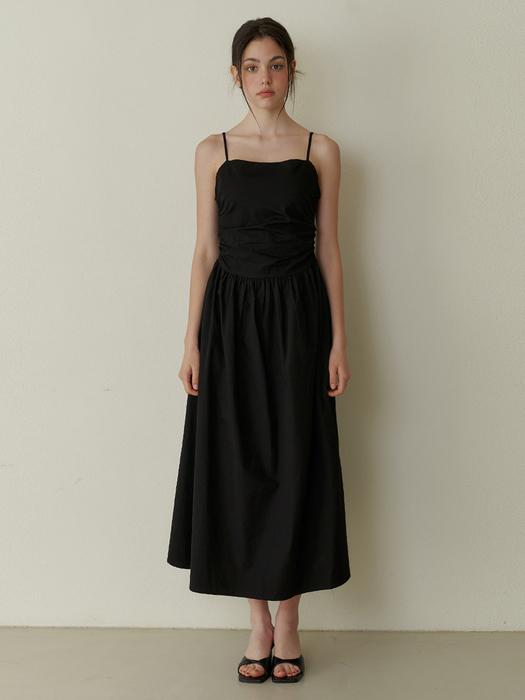 KINDABABY Pure Semi Shirring Long Dress - Black