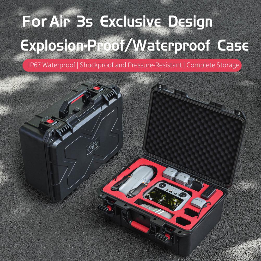 Double Layer Hard Case Waterproof Case Explosin-proof Box Hard Shell Carrying Case Safety Handbag for DJI Air 3S/Air 3