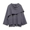 Fall and Winter Women's Idle Style Scarf Cape Round Neck Long Sleeves Short Knitting Coat Outwear 2756107
