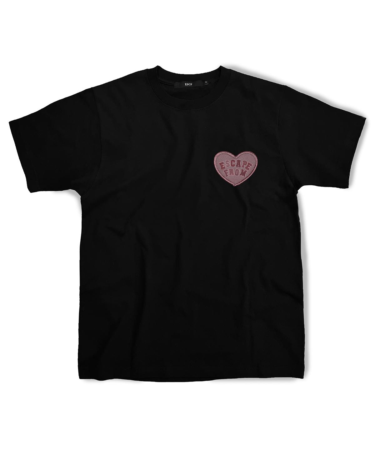 Escape From Pink Heart Patch T-Shirt Black L