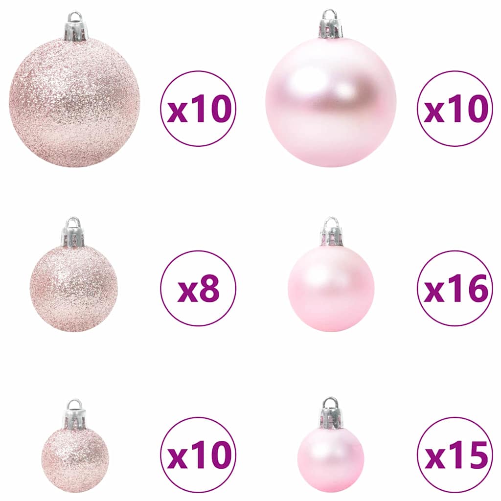 Christmas Ornament Set with 300 LEDs 120 Pcs Pink Plastic