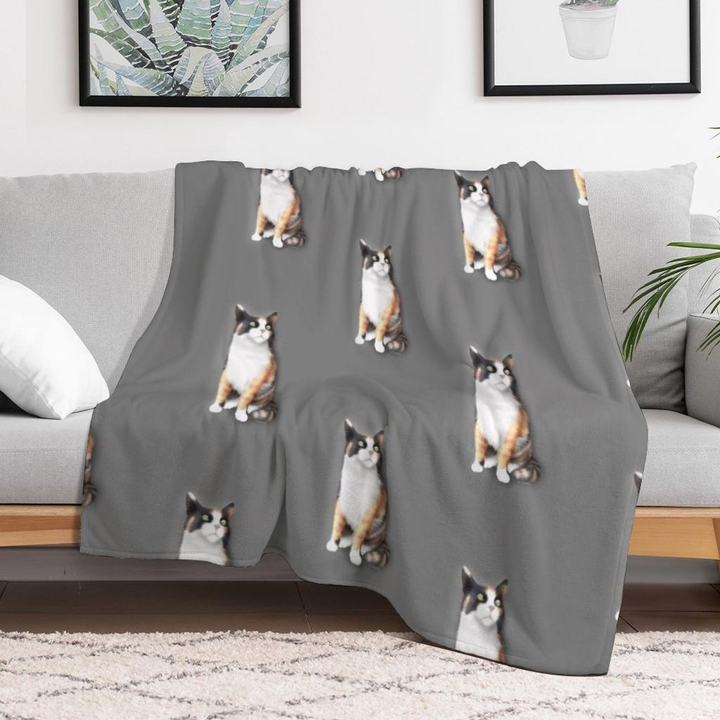 Calico Cat Throw Blanket Soft Sherpa Fleece Warm Blanket for Winter