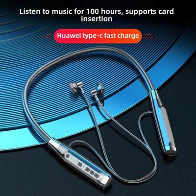Bluetooth Headset Hanging Neck Wireless Sports Ultra Long Life Noise Reduction Power Display Can Be Inserted Card