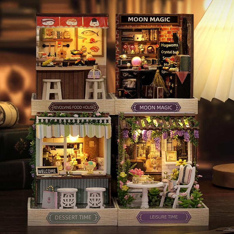 Magiczny Drewniany Domek dla Lalek Mini Zestaw DIY Ręcznie Robiony Model do Złożenia Pokój Sypialnia Dekoracja Puzzle 3D Zabawka dla Dziewczynki Prezenty Urodzinowe