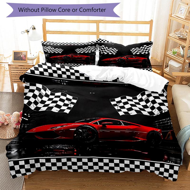 Set Biancheria da Letto da Corsa 3 Pezzi Copripiumino Chiusura Include 1 Copripiumino e 2 Federe, Morbido e Confortevole per Tutte le Stagioni.