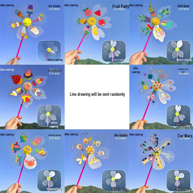Large Transparent PVC Rotating Windmill - DIY Handmade for Children Outdoor Decoration