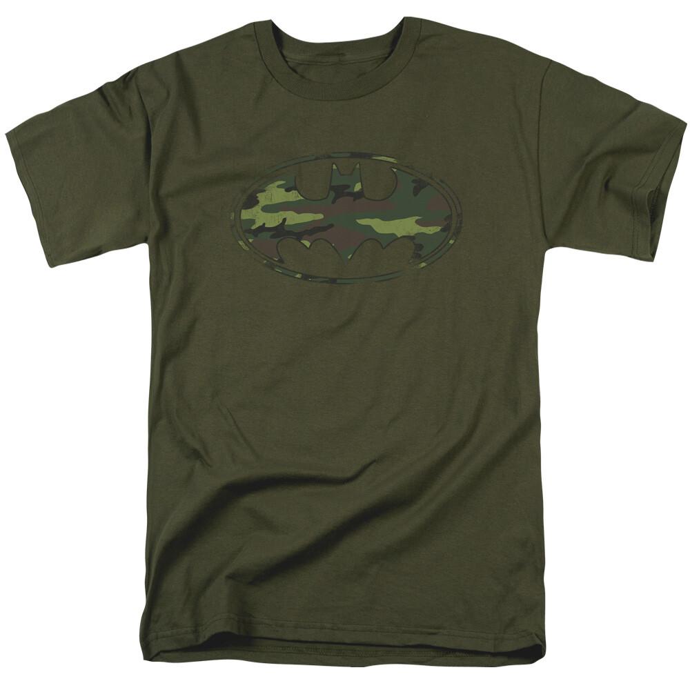 26 DC Batman Distressed Camo Shield T Shirt Mens Licensed DC Tee Military Green Unisex T-Shirt XXXXL