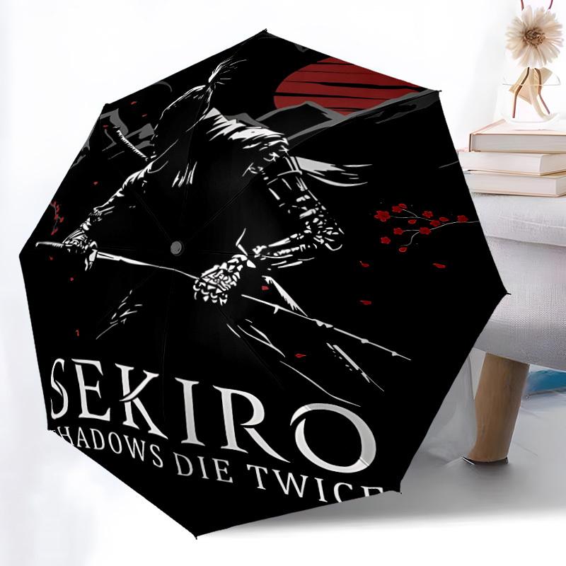 1pc Sekiro Shadows Automatic Umbrella   8 Rib Portable Folding Black Iron Frame for Outdoor, Beach, Travel, Beach Umbrella 214