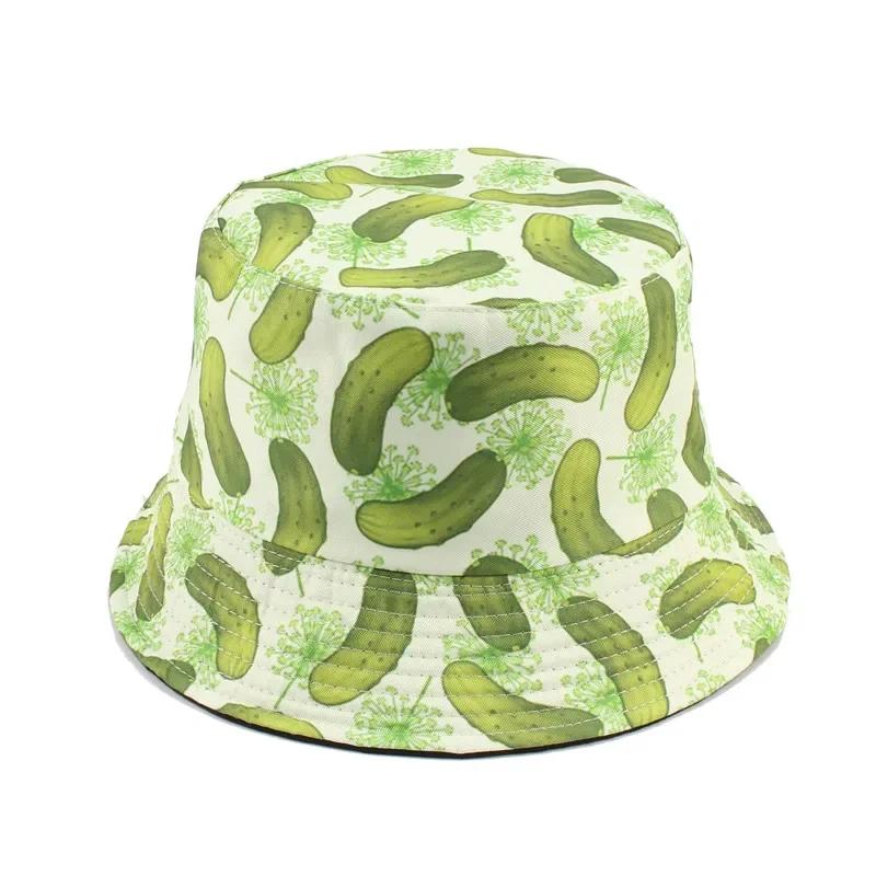 

LDSLYJR Spring Summer Cotton Cartoon Print Fisherman Hat Bucket Hat Outdoor Travel Sun Cap For Men And Women 134 56-60cm wear зелений