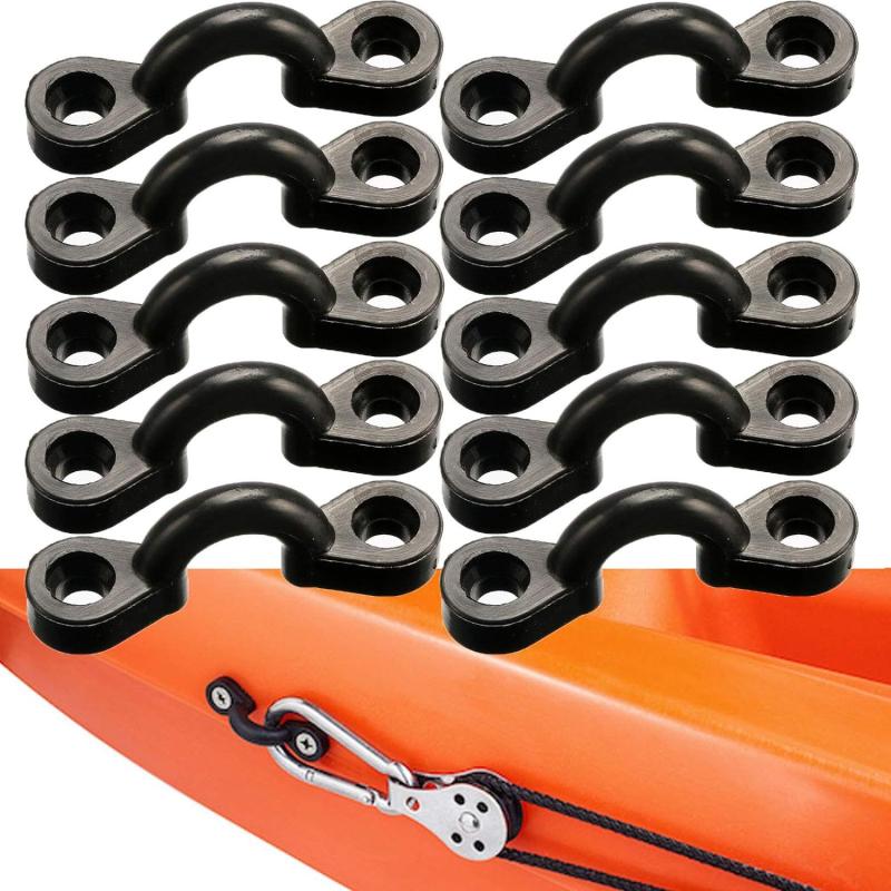 10Pcs Kayak Pad Eye Kit With 20Pcs Screws Accessories Nylon Bungee Deck Loops Kayaking Replacement Parts For Canoe Rigging