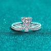 Bow Crown Moissanite Ring High Clarity VVS1 Lab Diamond 1 Carat 925 Sterling Silver Women Rings Platinum Plated Fine Jewelry